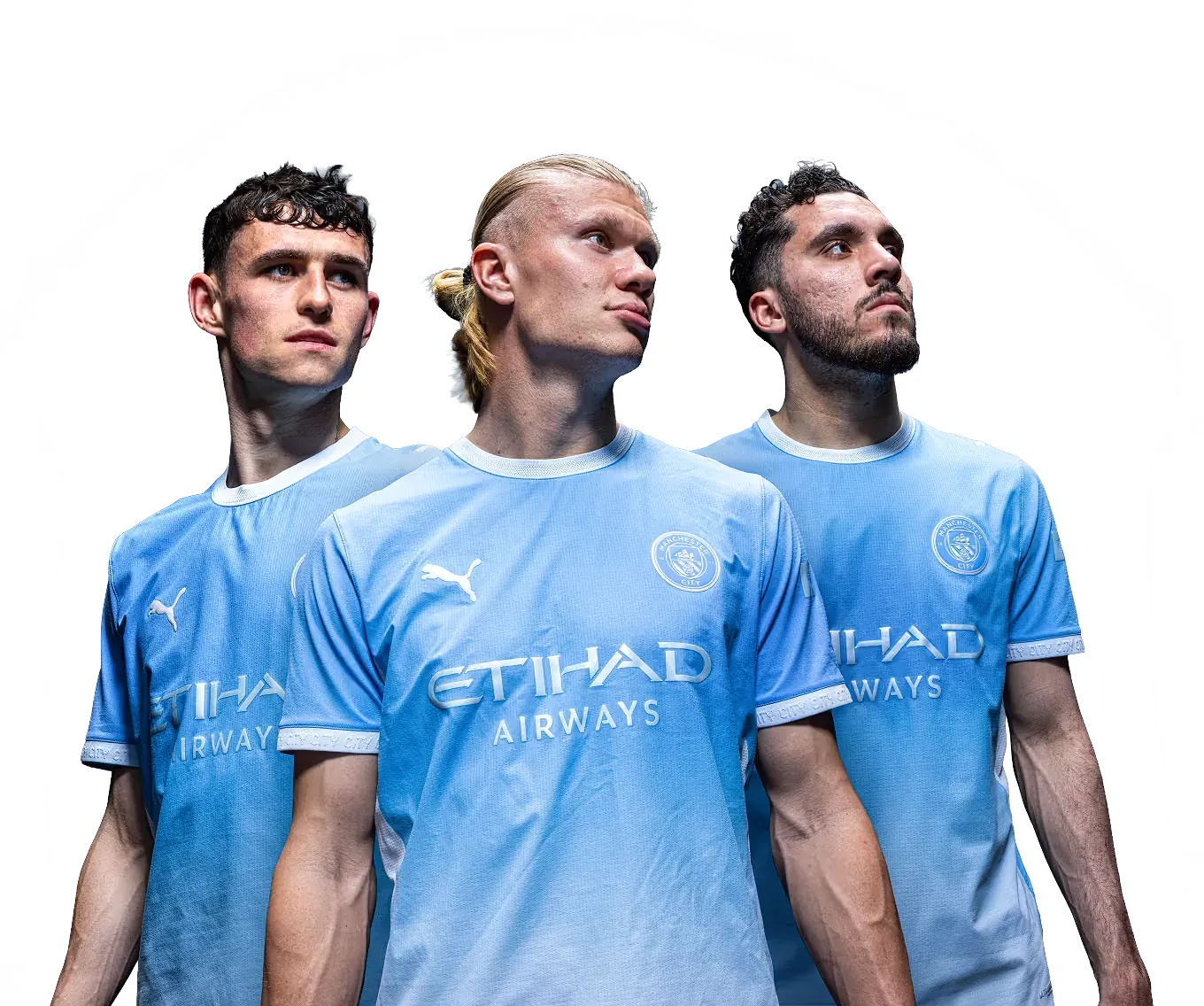 Manchester City first-team players in the home kit